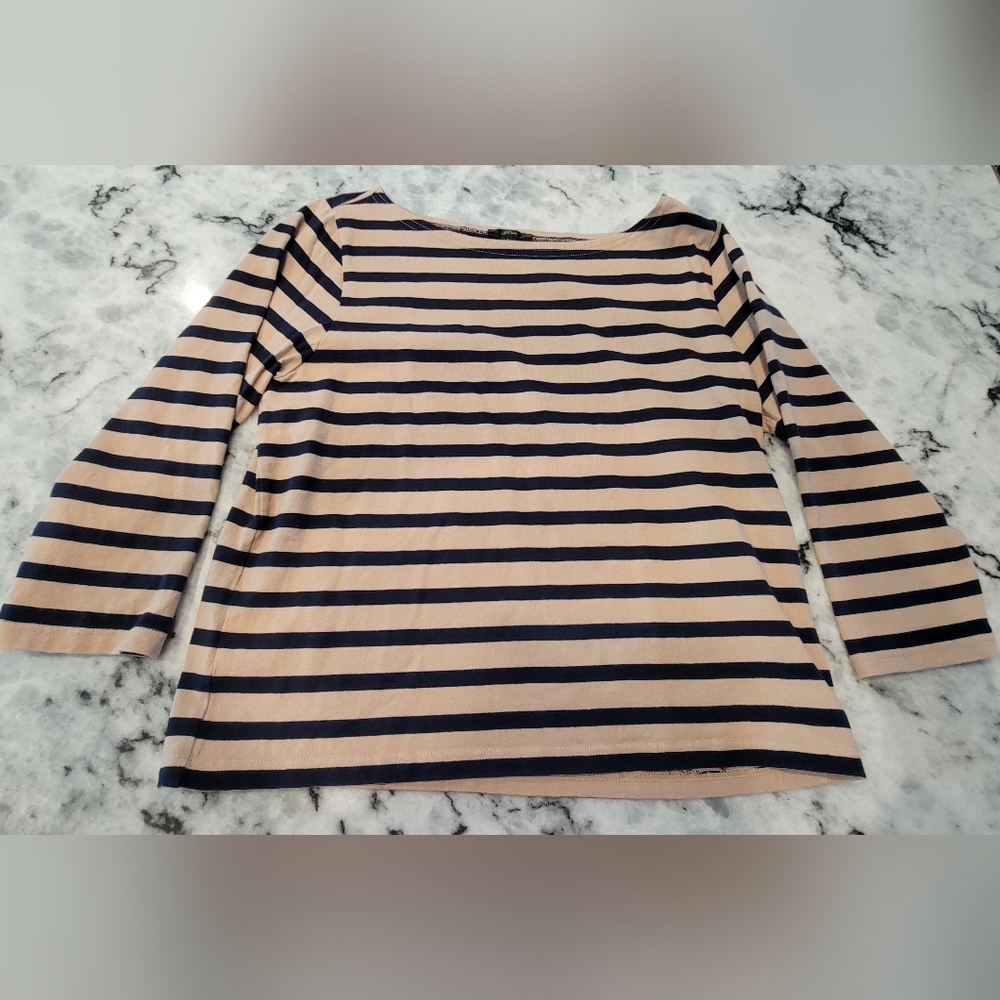 Striped Navy and Beige Women's Top